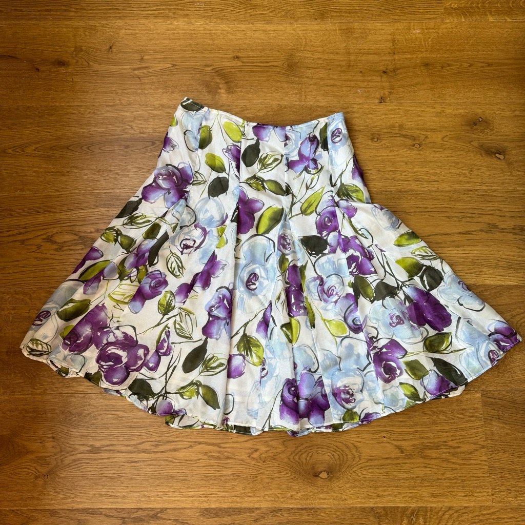 Roberto Verino Silk Floral Skirt Flare Size 10